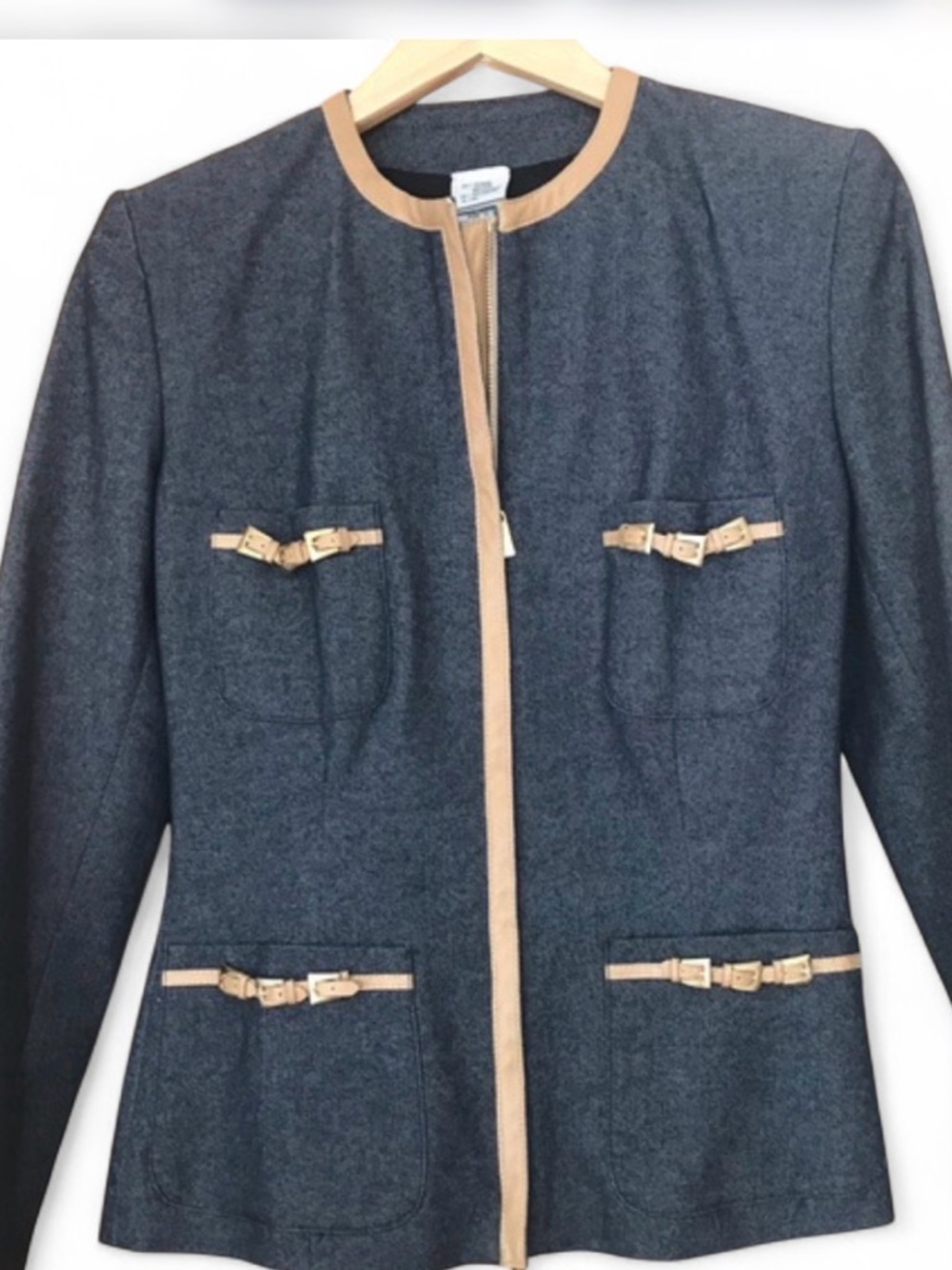 Vera Pelle denim Jacket with Tan Trim